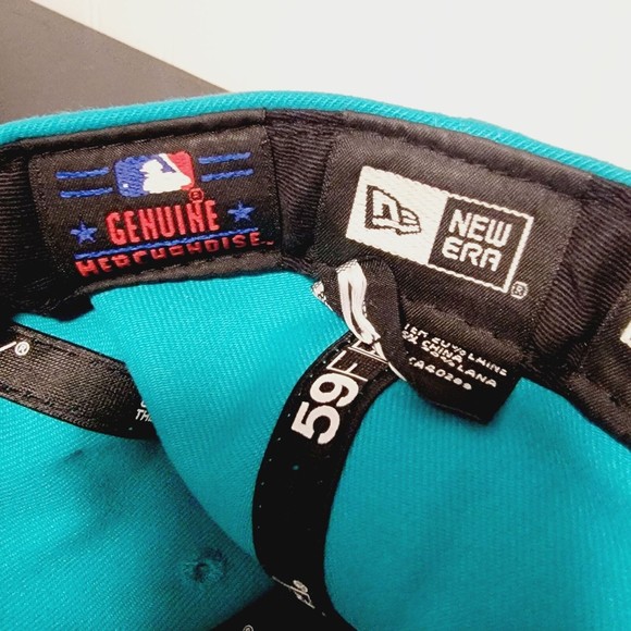 New Era Unisex Florida Marlins Blue Black Lightweight Baseball‎ Cap Size 7 1/4 - Picture 9 of 10